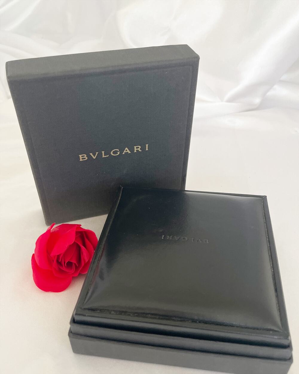 BVLGARI Jewelry Box Square Brown Necklace Bracelet Leather Box Empty